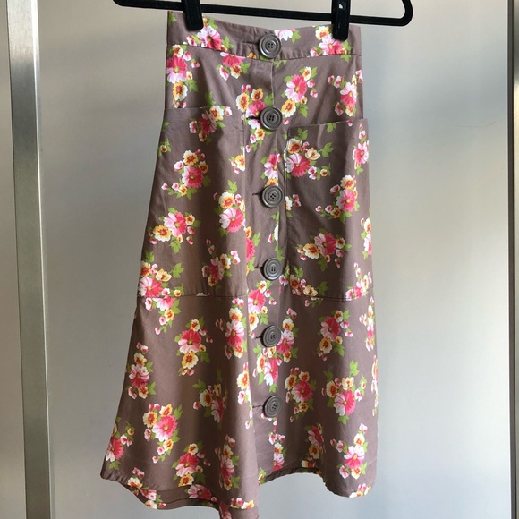 1970s does 1930s VTG Floral Cotton Skirt & Bandeau - Picture 4 of 8